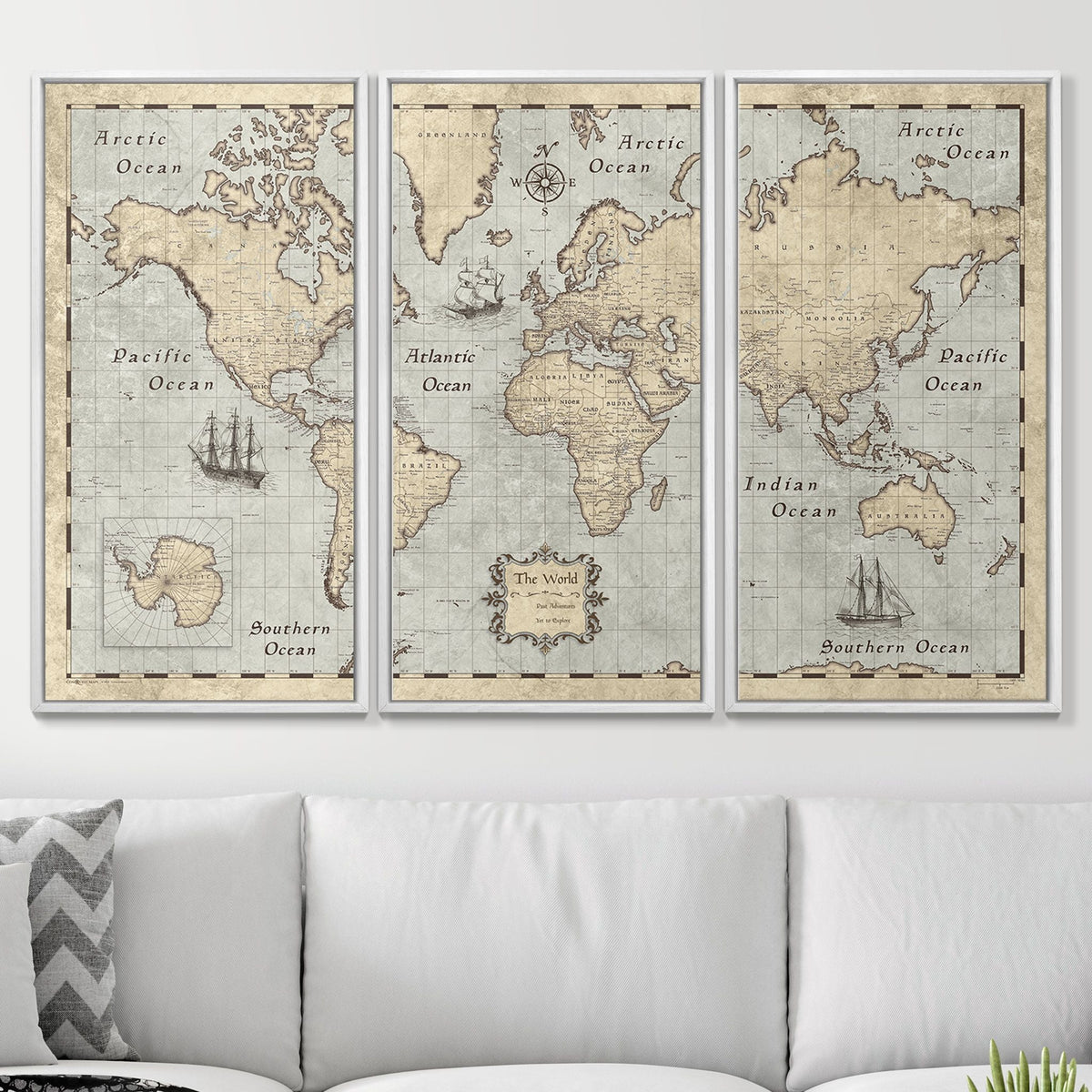 Push Pin World Map Pin Board - Rustic Vintage - Pins Included!