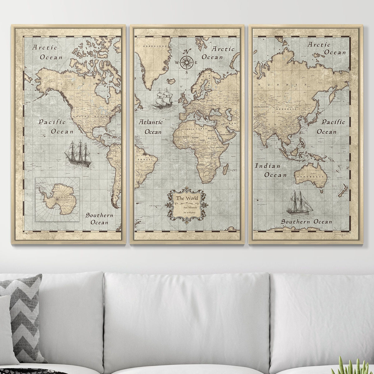 Push Pin World Map Pin Board - Rustic Vintage - Pins Included!