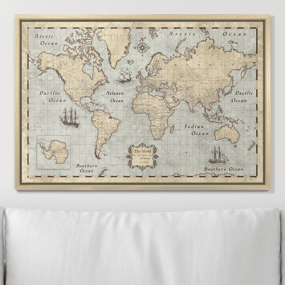 Push Pin World Map Pin Board - Rustic Vintage - Pins Included!