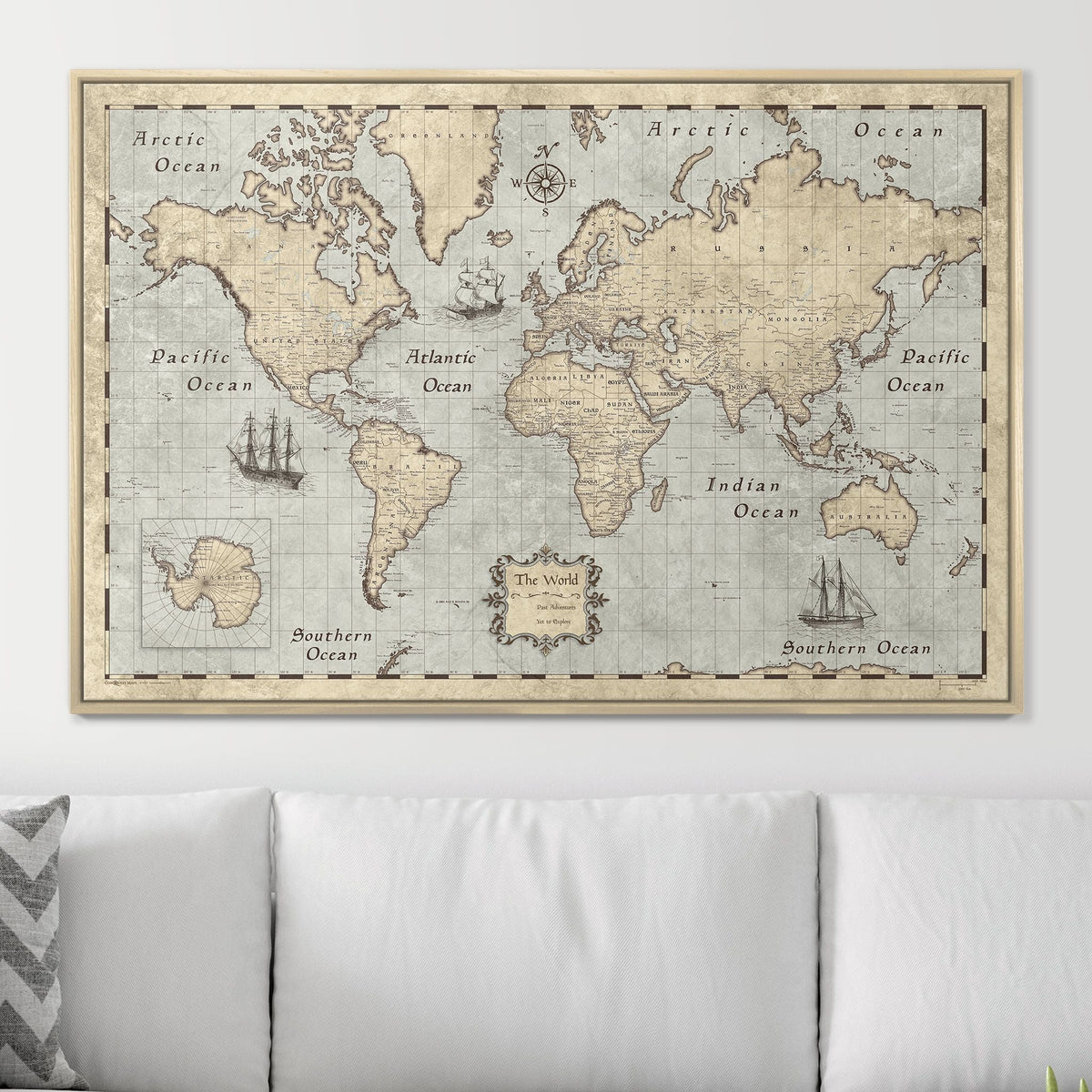 Push Pin World Map Pin Board - Rustic Vintage - Pins Included!