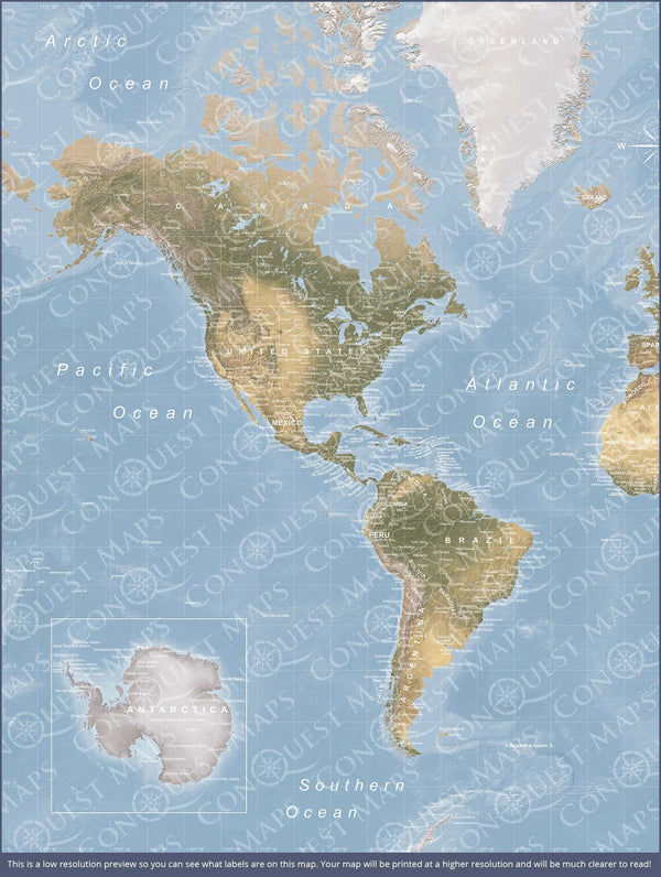 Push Pin World Map Pin Board - Natural Earth - Pins Included!
