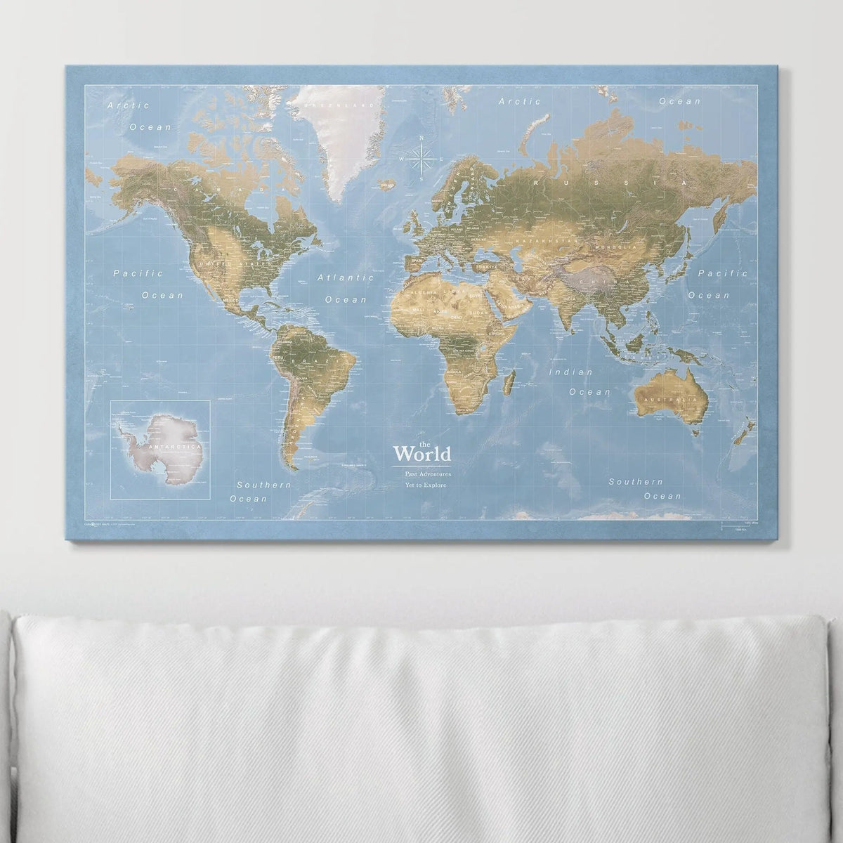 Push Pin World Map Pin Board - Natural Earth - Pins Included!