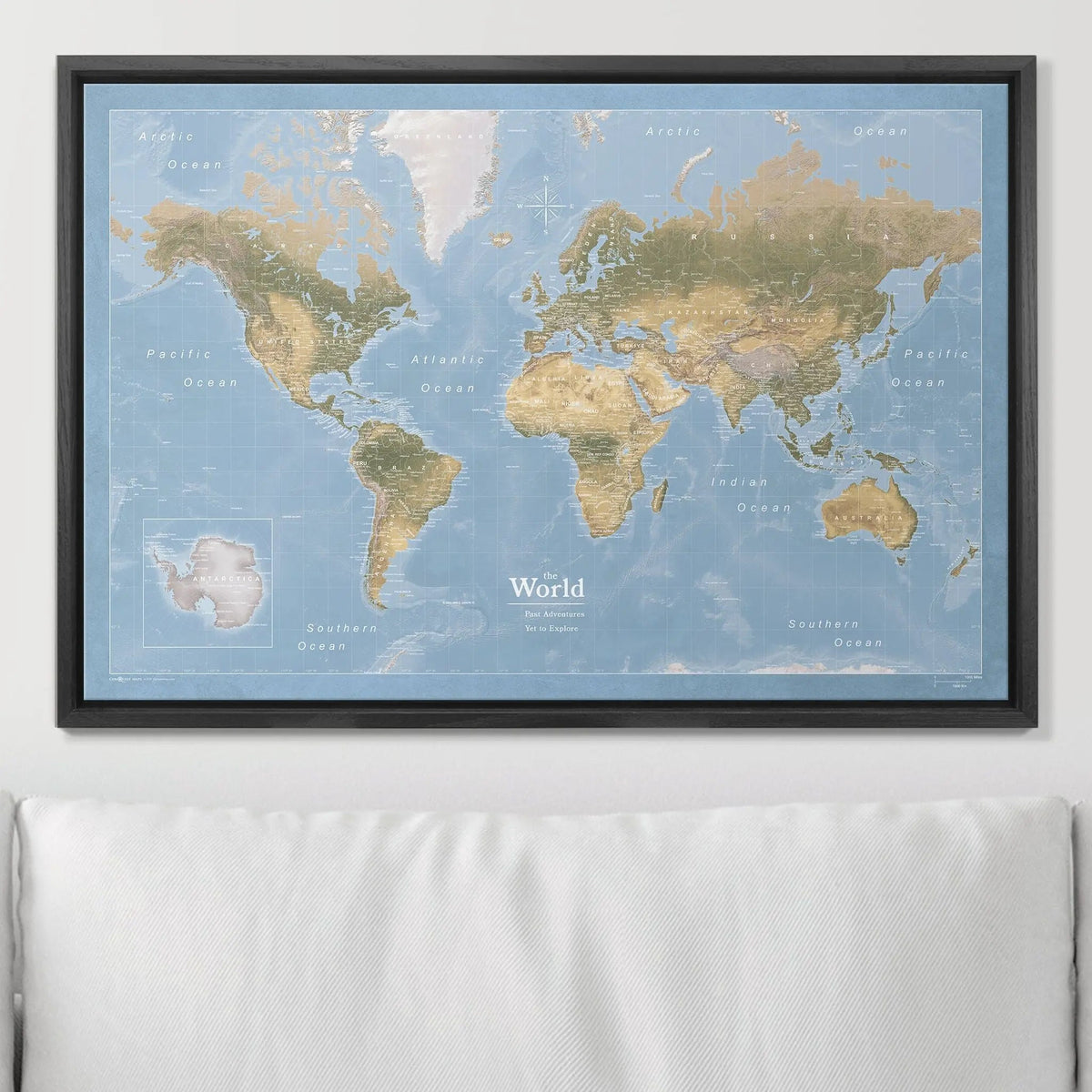 Push Pin World Map Pin Board - Natural Earth - Pins Included!