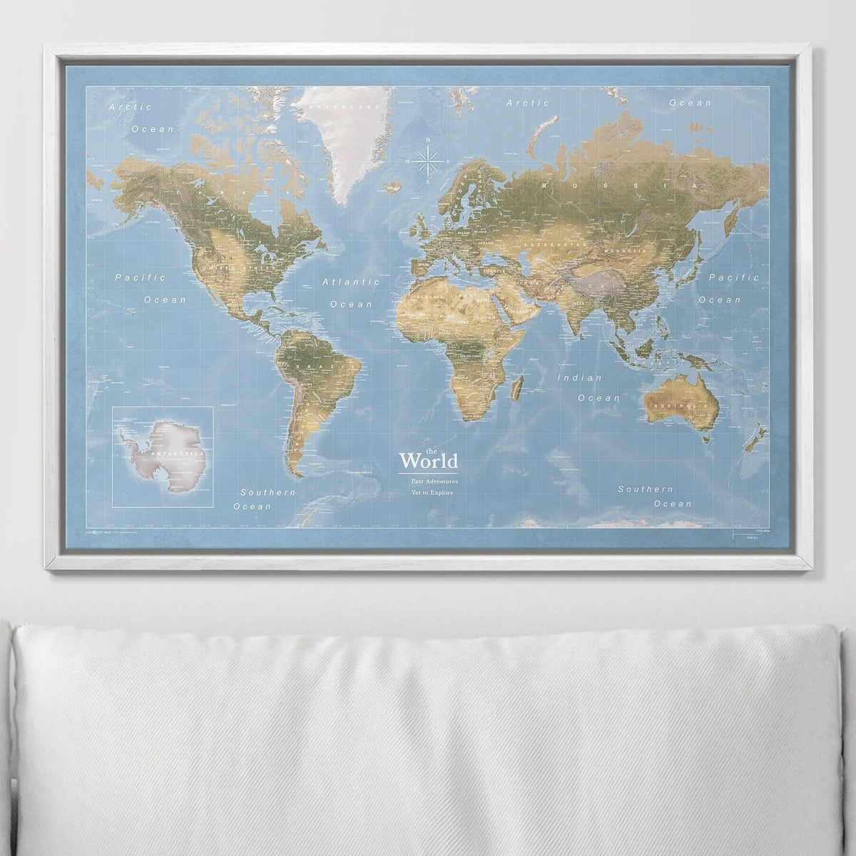 Push Pin World Map Pin Board - Natural Earth - Pins Included!