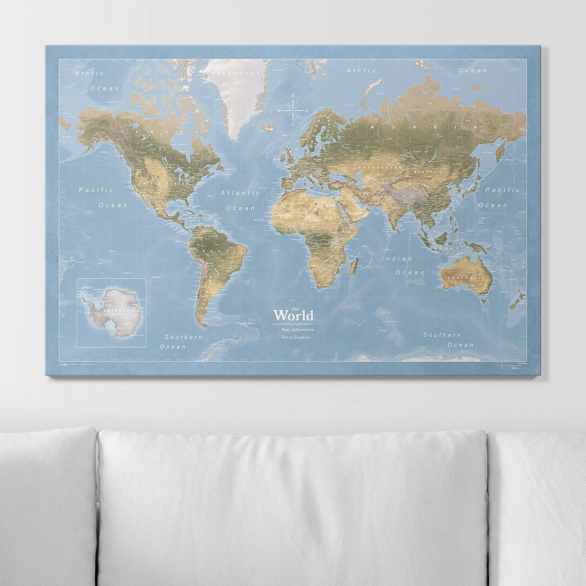 Push Pin World Map Pin Board - Natural Earth - Pins Included!