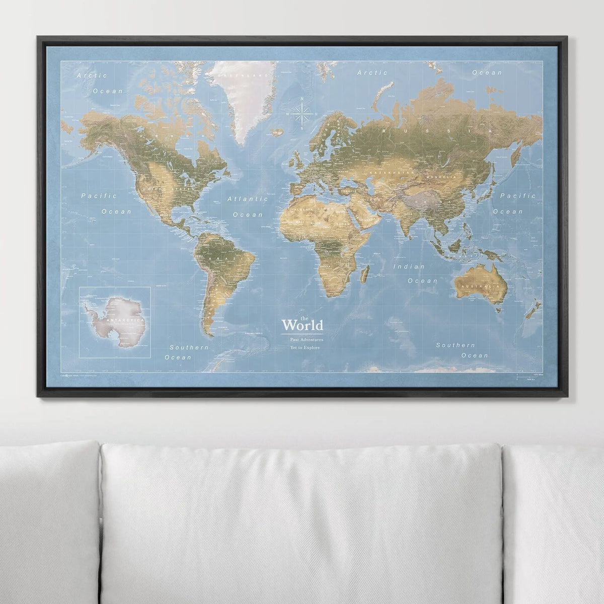 Push Pin World Map Pin Board - Natural Earth - Pins Included!
