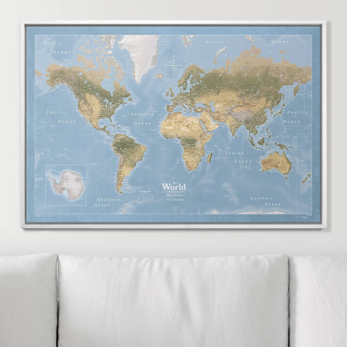 Push Pin World Map Pin Board - Natural Earth - Pins Included!