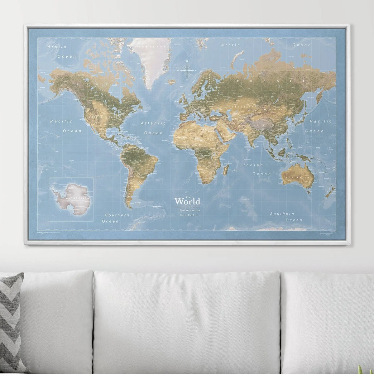 Push Pin World Map Pin Board - Natural Earth - Pins Included!