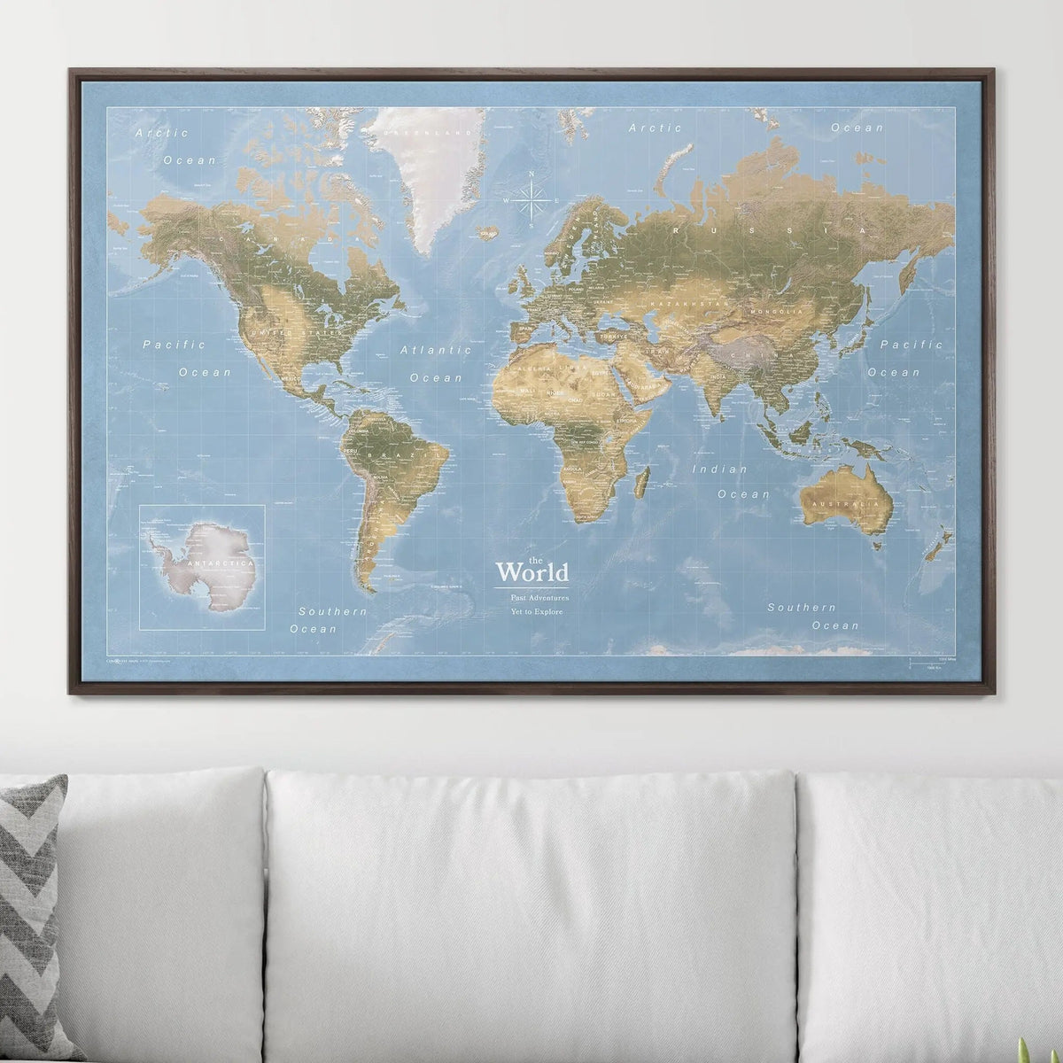 Push Pin World Map Pin Board - Natural Earth - Pins Included!