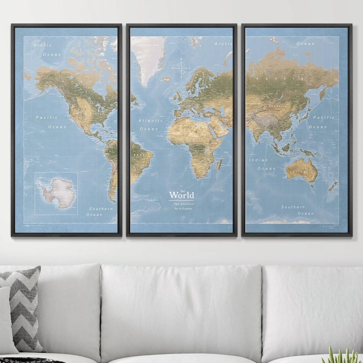 Push Pin World Map Pin Board - Natural Earth - Pins Included!