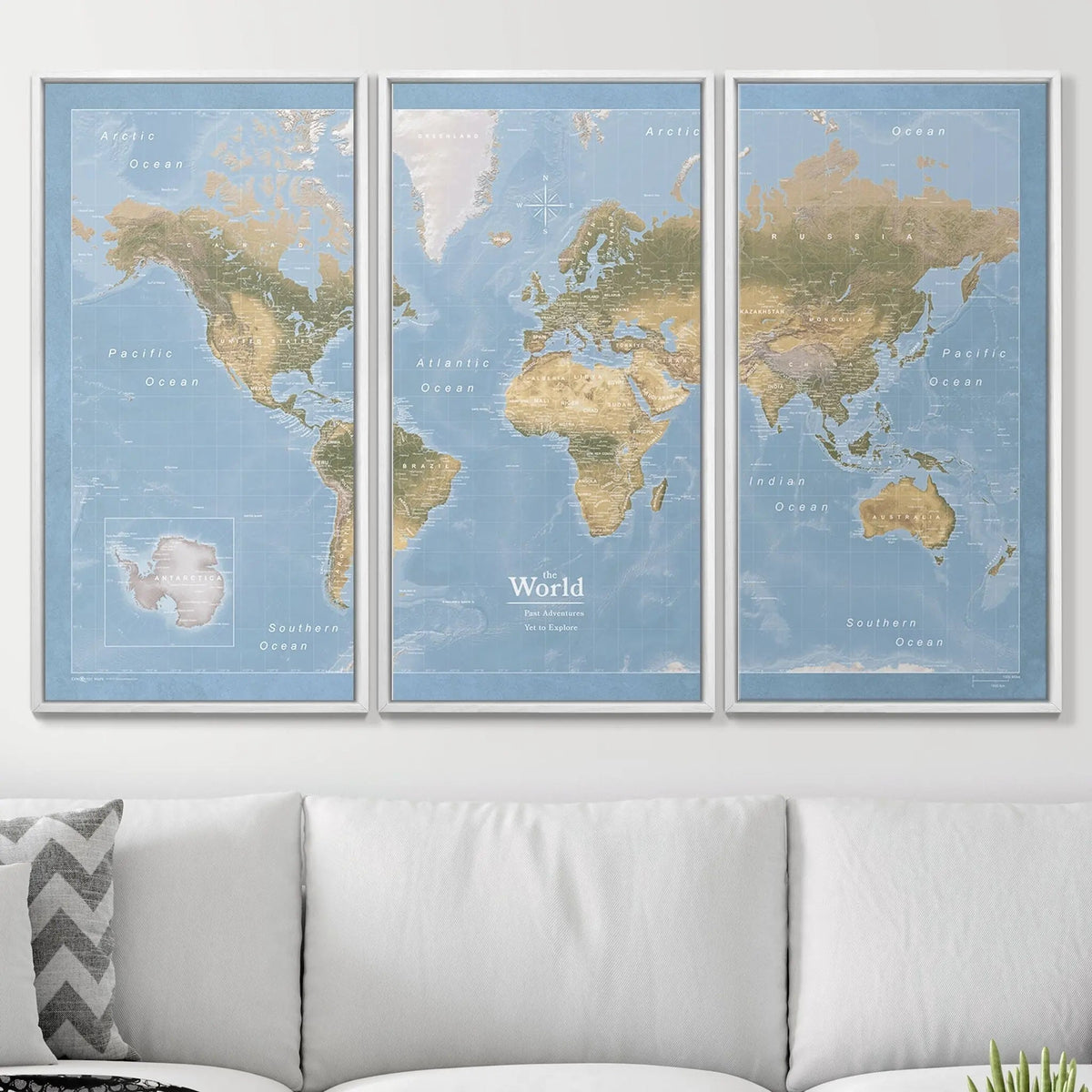 Push Pin World Map Pin Board - Natural Earth - Pins Included!