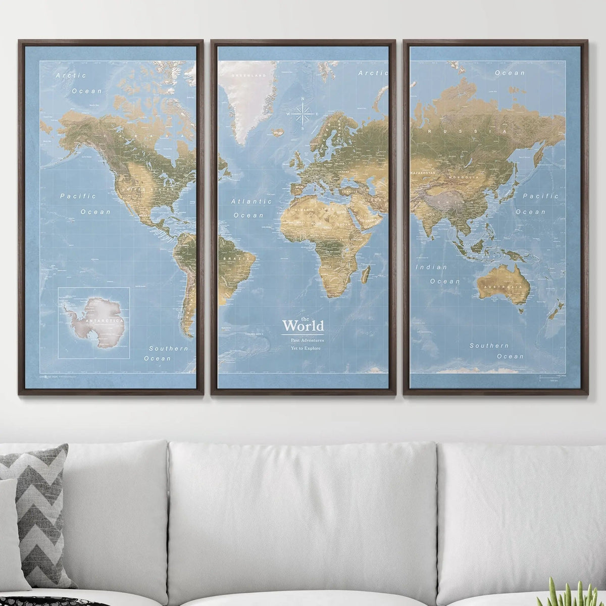 Push Pin World Map Pin Board - Natural Earth - Pins Included!