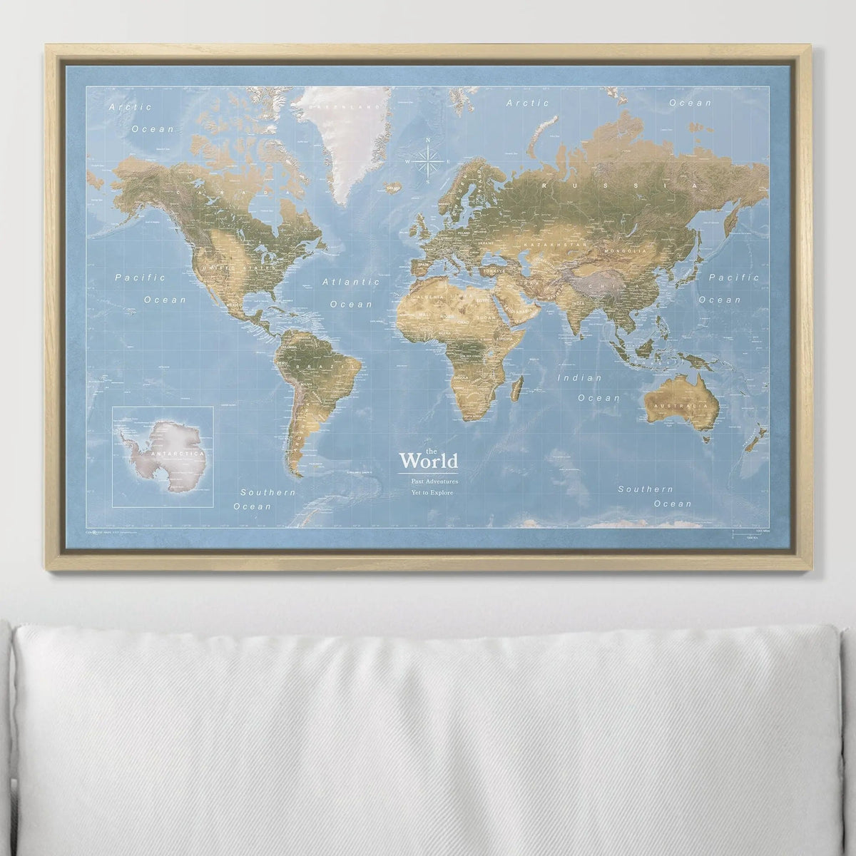 Push Pin World Map Pin Board - Natural Earth - Pins Included!