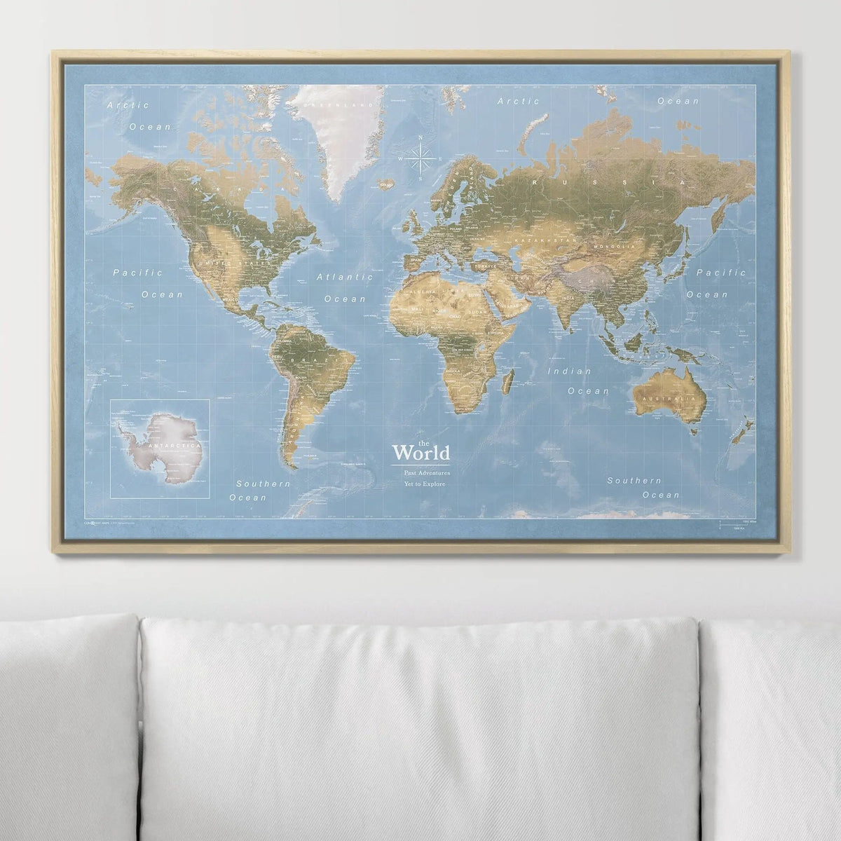Push Pin World Map Pin Board - Natural Earth - Pins Included!