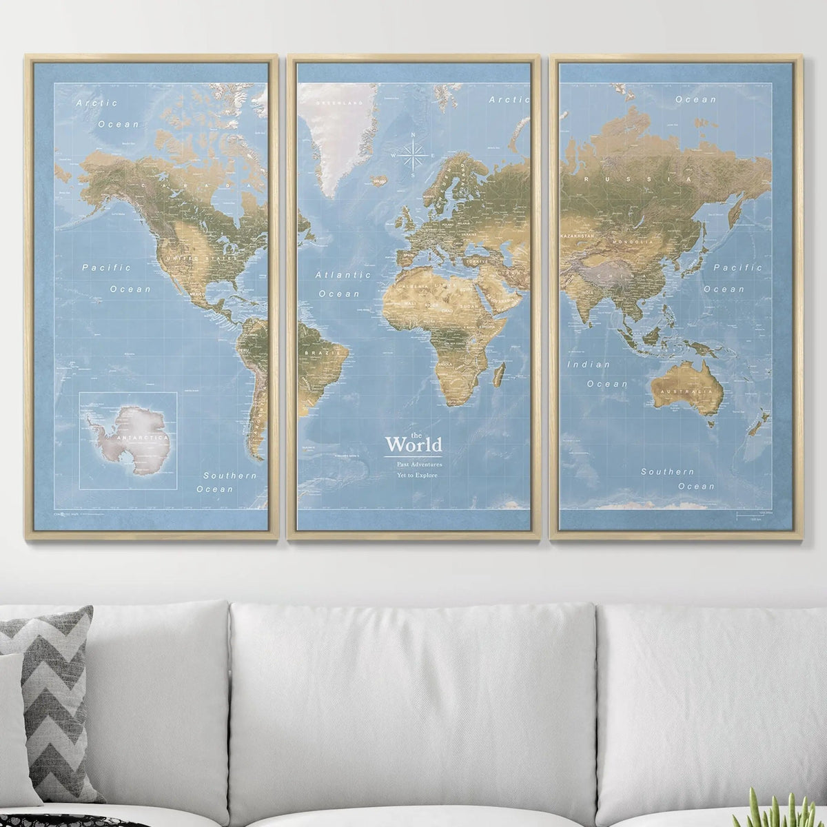 Push Pin World Map Pin Board - Natural Earth - Pins Included!