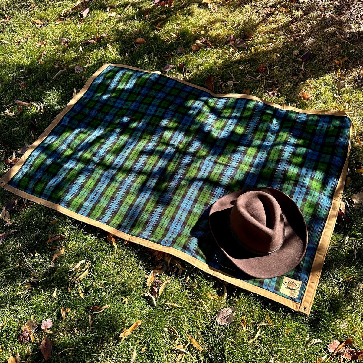 Extra Large Waxed Canvas and Ancient Blackwatch Tartan Wool Lined Bushcraft Ground Cloth