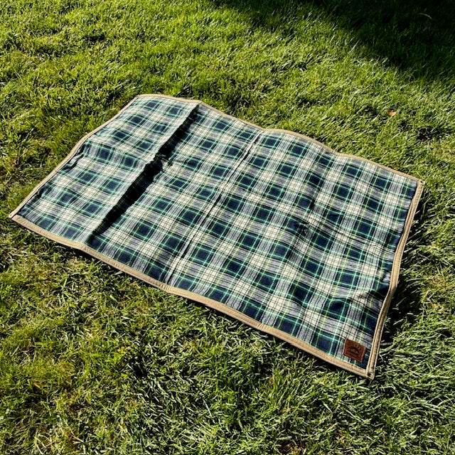 Extra Large Waxed Canvas and Tartan Wool Lined Bushcraft Ground Cloth