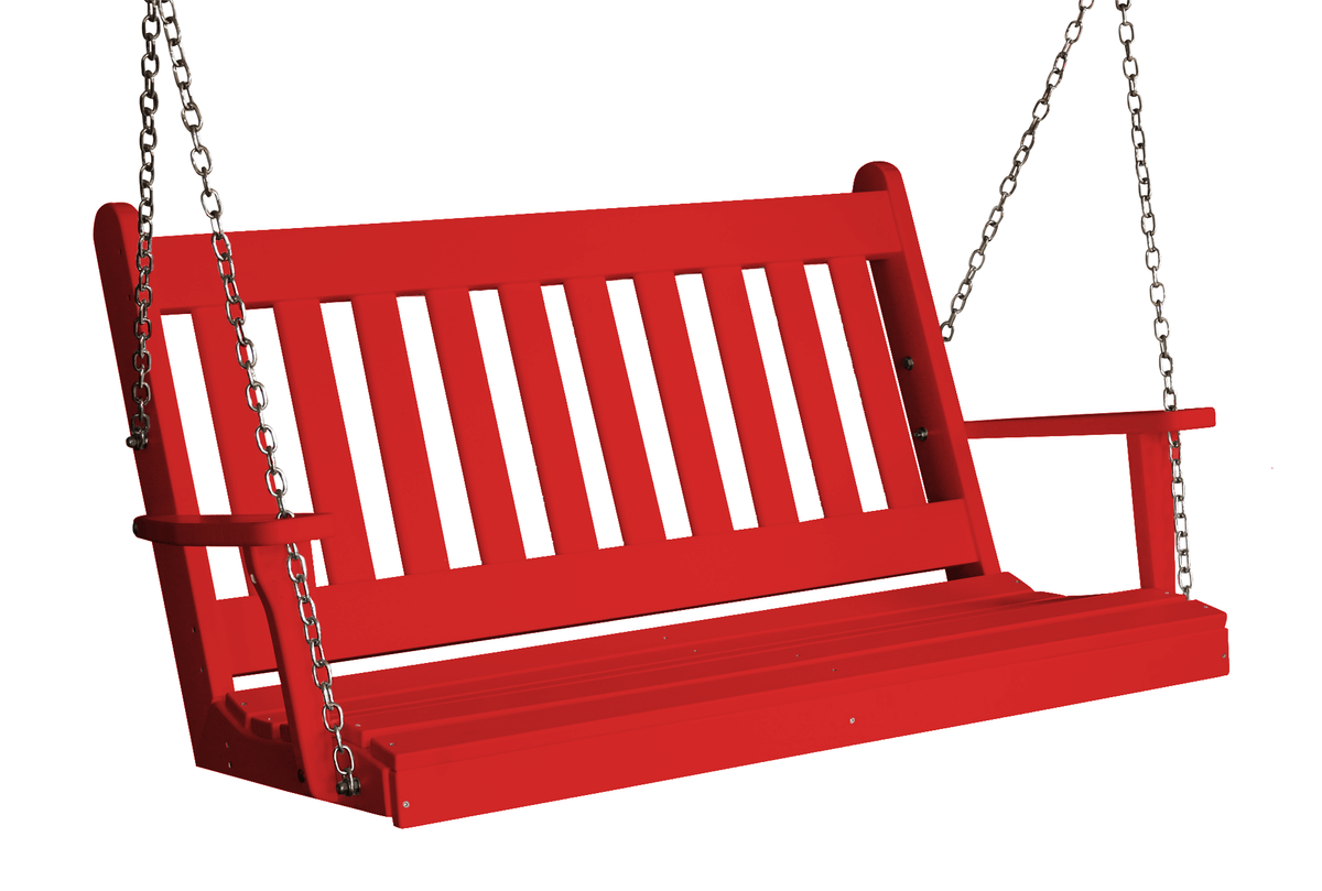 Keystone Amish Co. 4 Foot Franklin Poly Composite Porch Swing, Bright Red