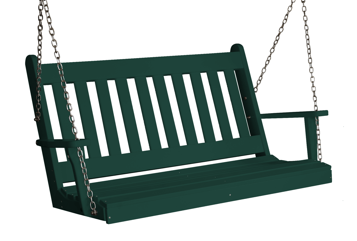 Keystone Amish Co. 4 Foot Franklin Poly Composite Porch Swing, Turf Green