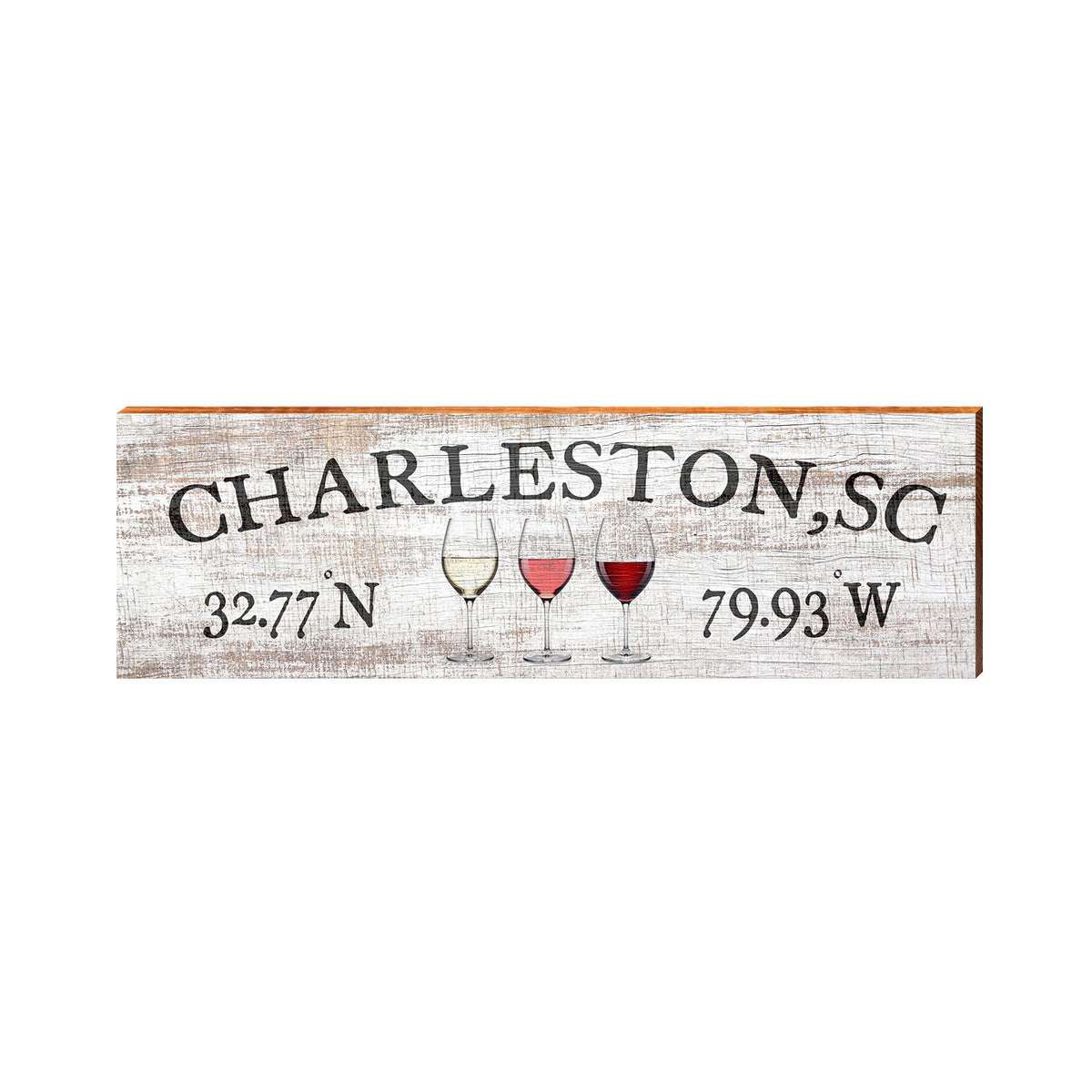 Charleston, South Carolina Wine Wooden Farmhouse Sign | Wall Art Print on Real Wood