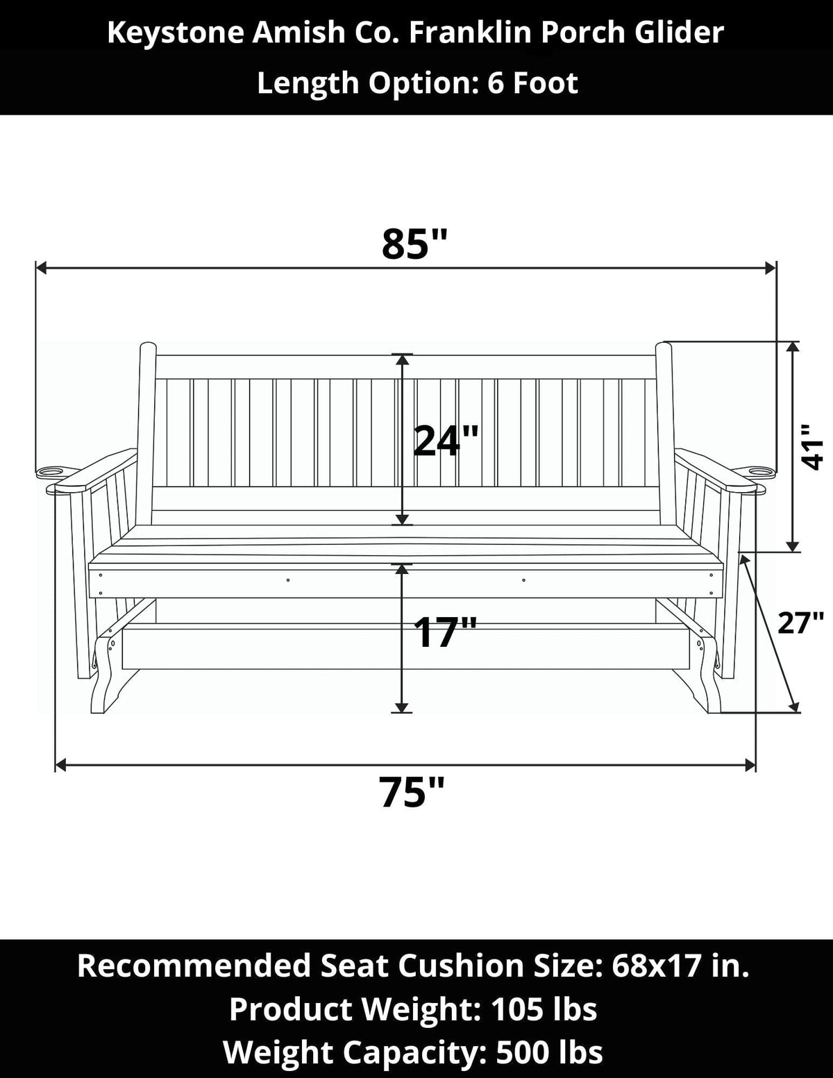 Keystone Amish Co. Franklin Porch Glider