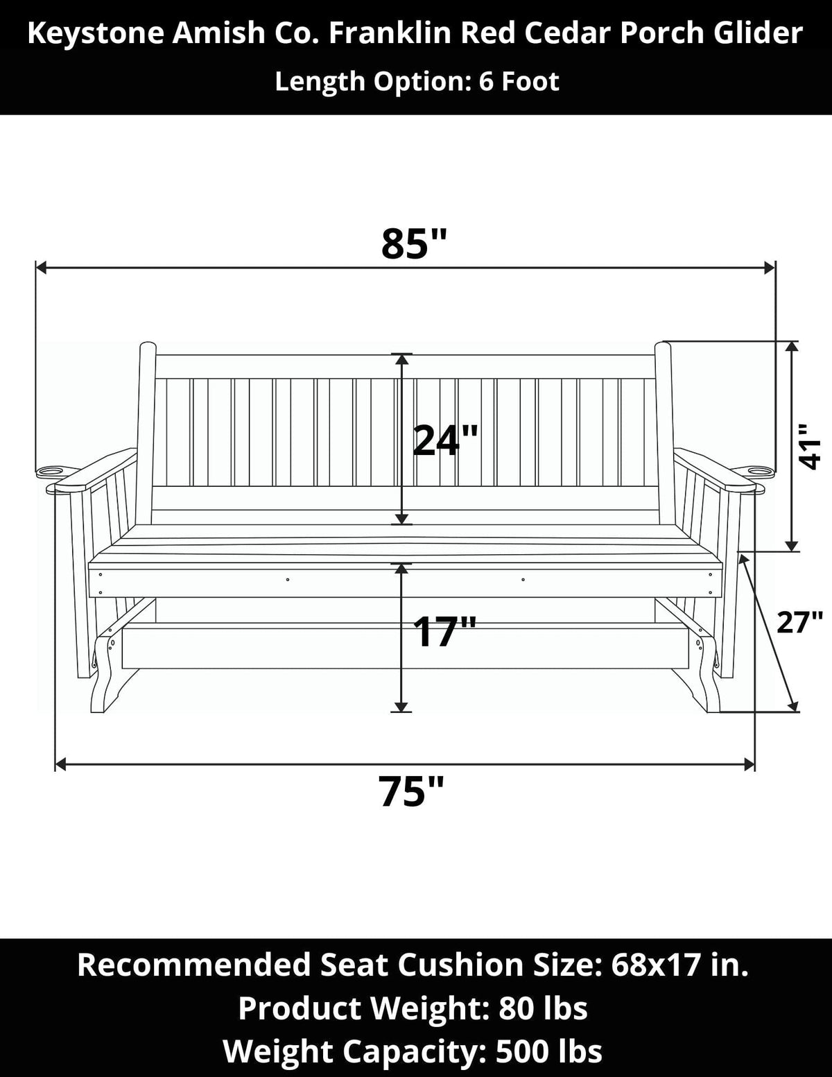 Keystone Amish Co. Franklin Red Cedar Porch Glider