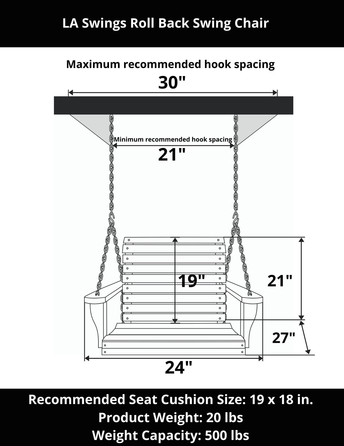 LA Swings Roll Back Swing Chair