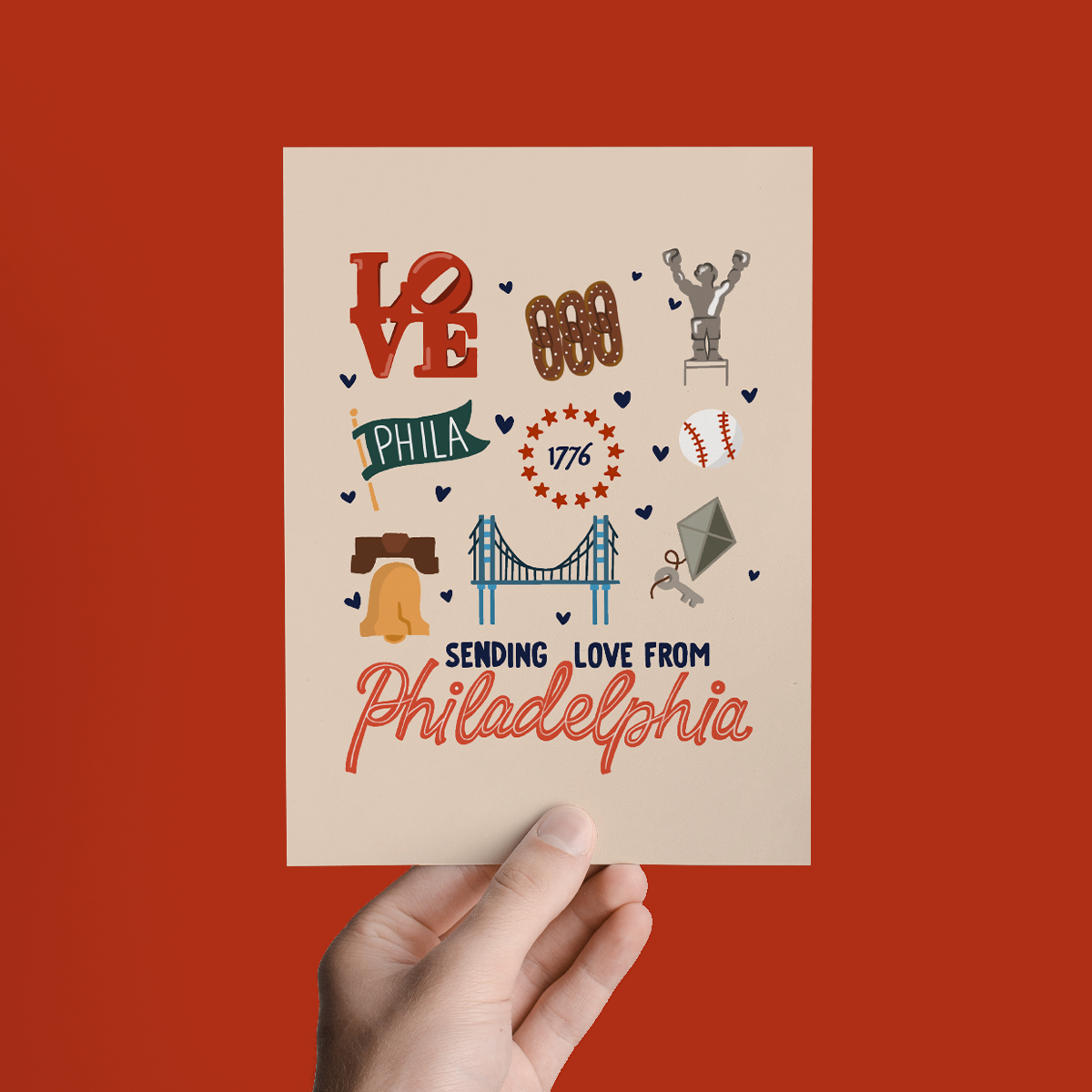 Sending Love from Philadelphia Pennsylvania, Greeting Card