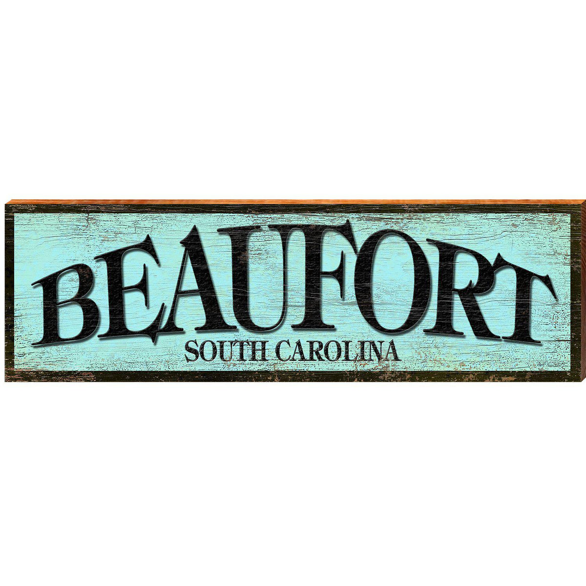 Beaufort South Carolina Black & Blue Sign   | Wall Art Print on Real Wood