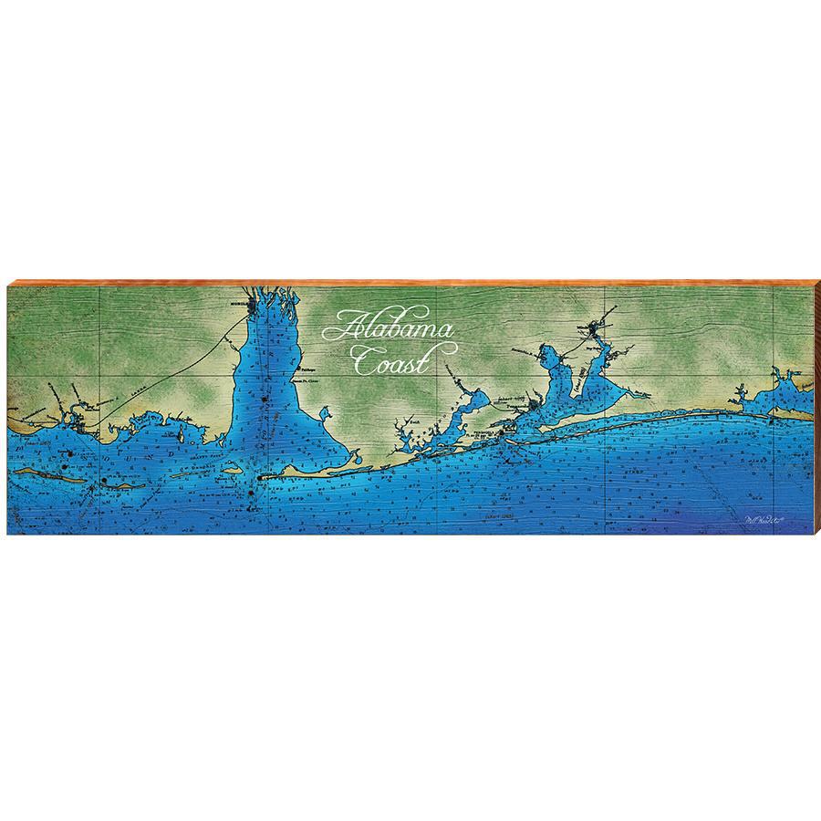 Alabama Coast Wooden Sign | Wall Art Print on Real Wood