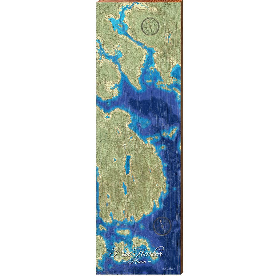 Bar Harbor, Maine Map Wooden Sign | Wall Art Print on Real Wood 