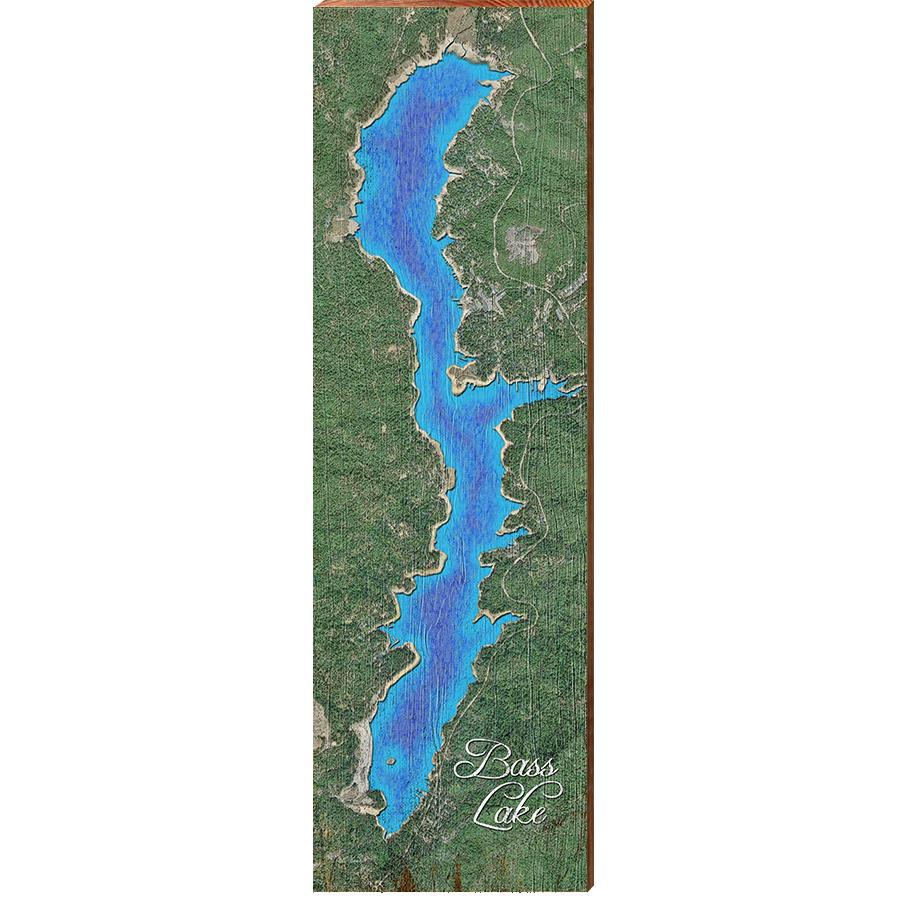 Bass Lake, California Map | Wall Art Print on Real Wood