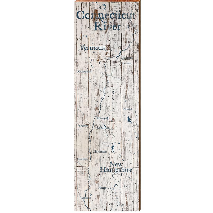 Connecticut River Map Wooden Sign | Wall Art Print on Real Wood 