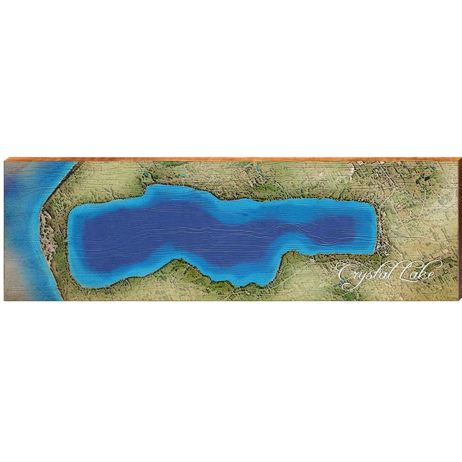 Crystal Lake, Michigan Map Wooden Sign | Wall Art Print on Real Wood 