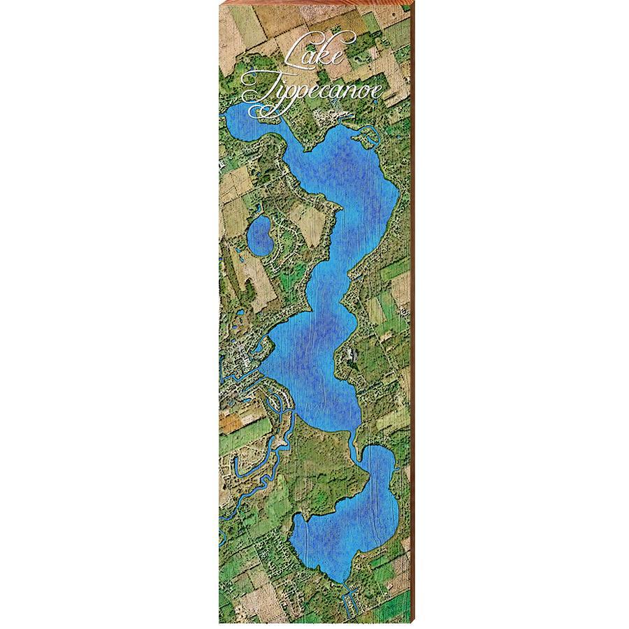 Lake Tippecanoe, Indiana Satellite Styled Map Wall Art | Wall Art Print on Real Wood