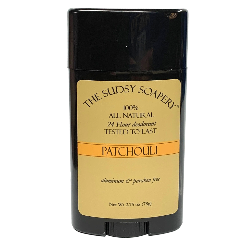 Sudsy Soapery Natural Patchouli Stick Deodorant, Aluminum and Paraben Free, 2.75 oz (78g)