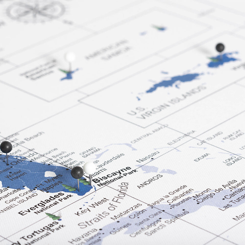 Push Pin National Parks Map - Navy Color Splash - Pins Included!