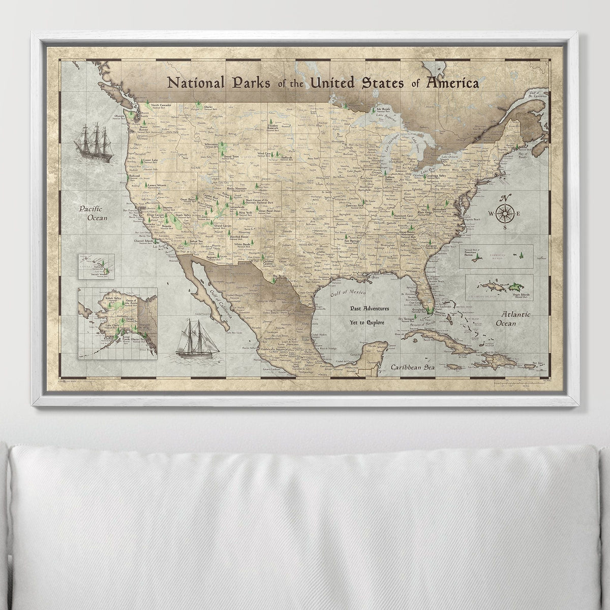Push Pin National Parks Map - Rustic Vintage - Pins Included!