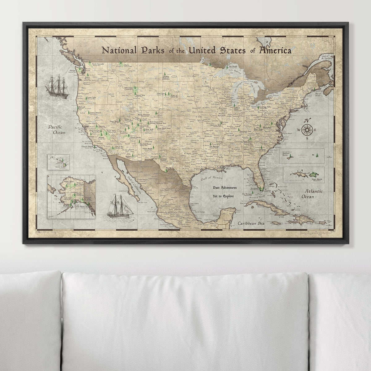Push Pin National Parks Map - Rustic Vintage - Pins Included!