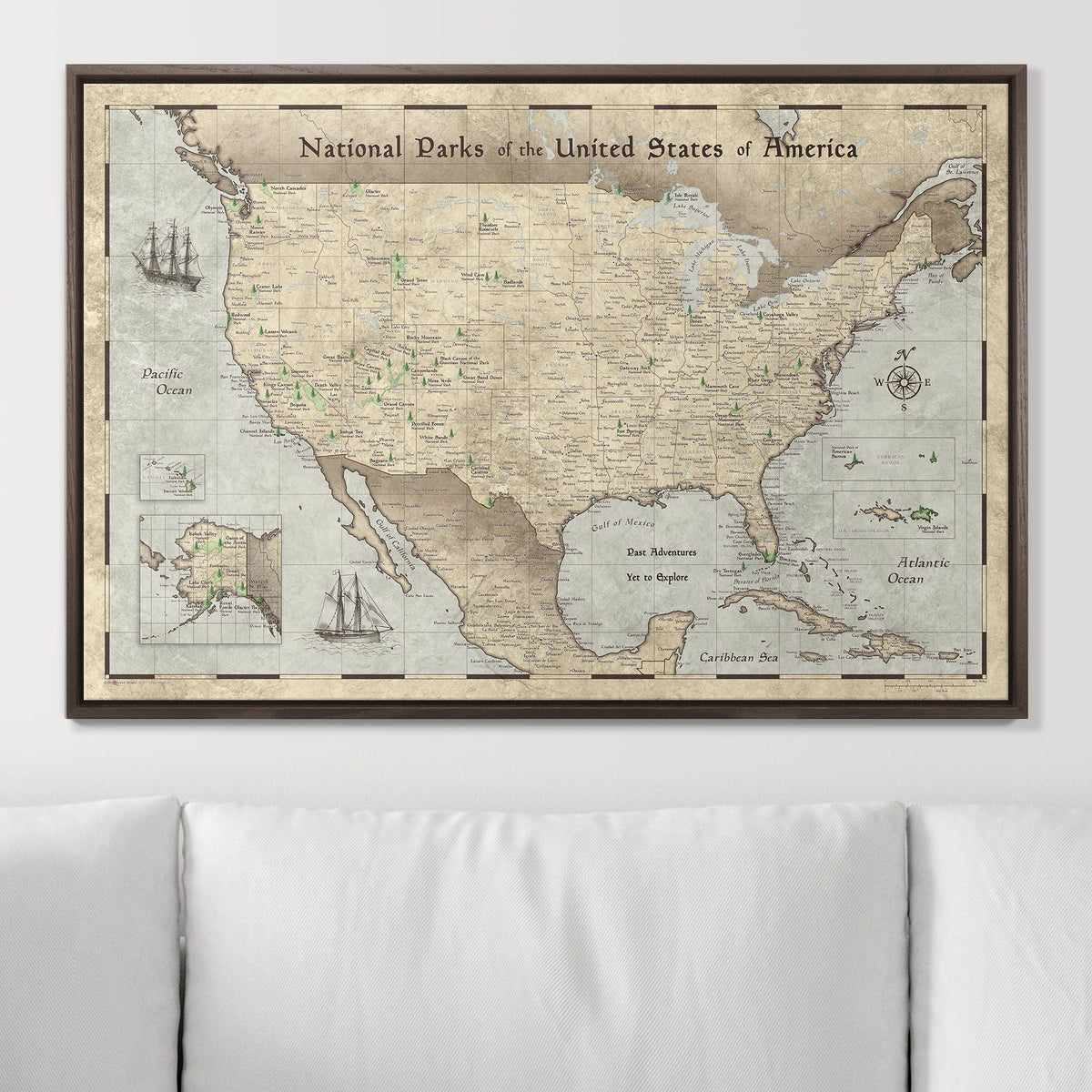 Push Pin National Parks Map - Rustic Vintage - Pins Included!