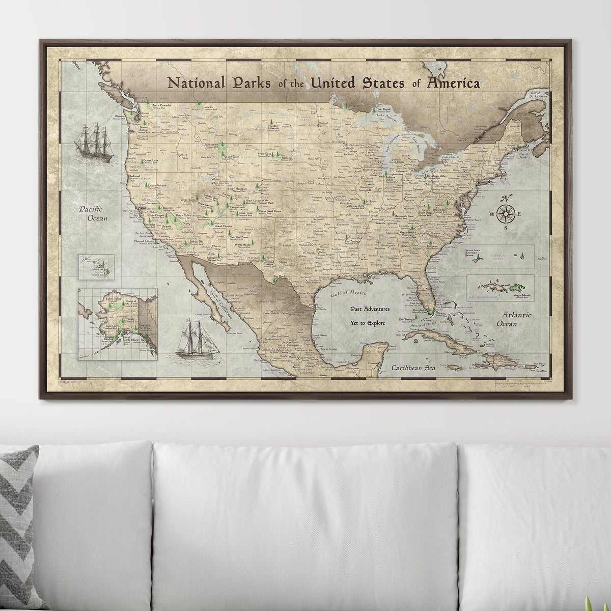 Push Pin National Parks Map - Rustic Vintage - Pins Included!