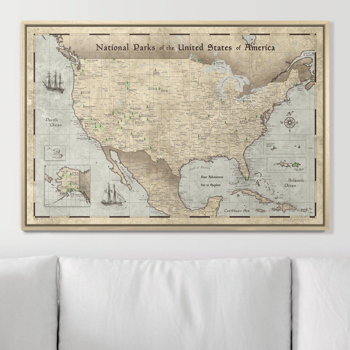 Push Pin National Parks Map - Rustic Vintage - Pins Included!