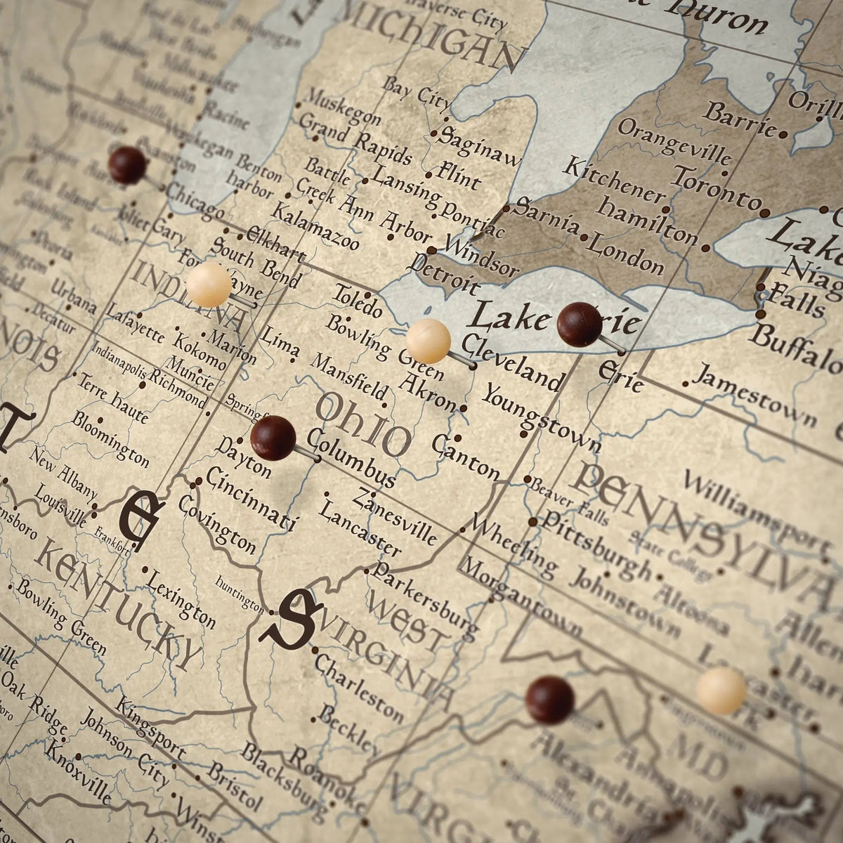 Push Pin USA Pin Board Map - Rustic Vintage - Pins Included!