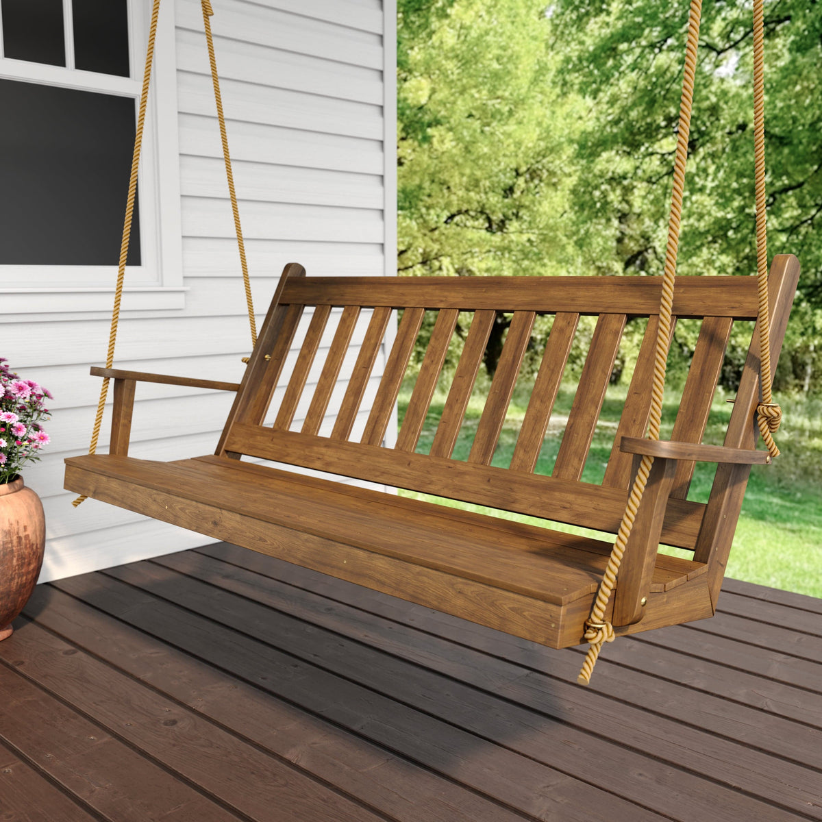 Keystone Amish Co. 4 Foot Franklin Red Cedar Porch Swing without Cup Holders