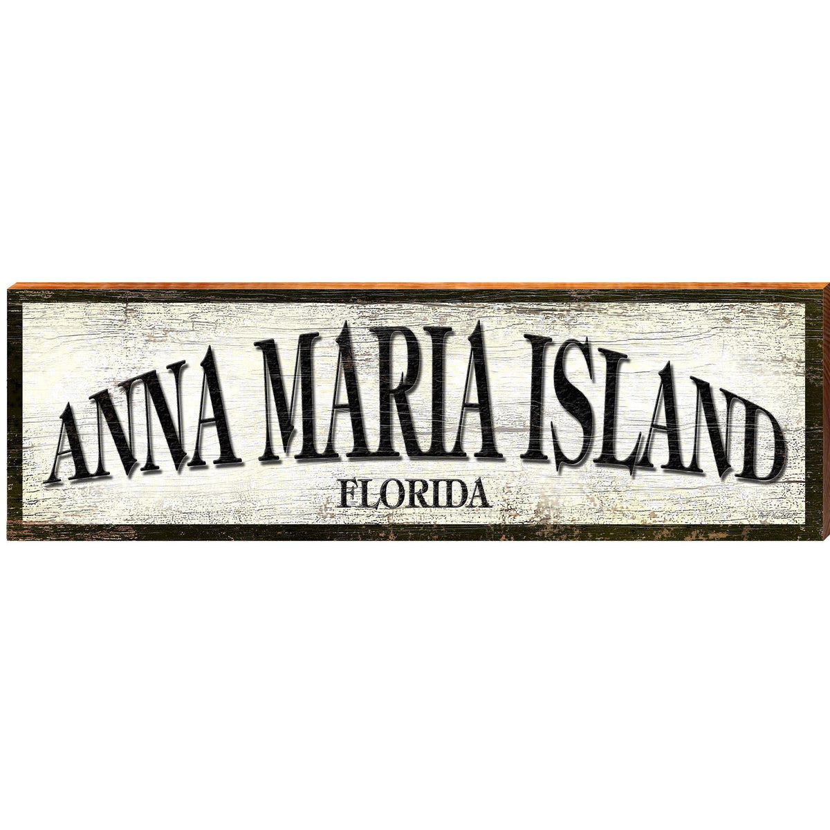 Anna Maria Island, Florida Black & White Wooden Sign | Wall Art Print on Real Wood