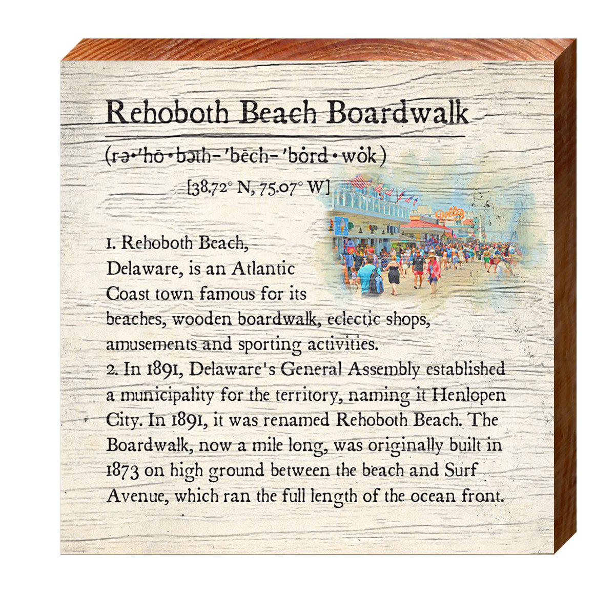 Rehoboth Beach Boardwalk Definition | Wall Art Print on Real Wood