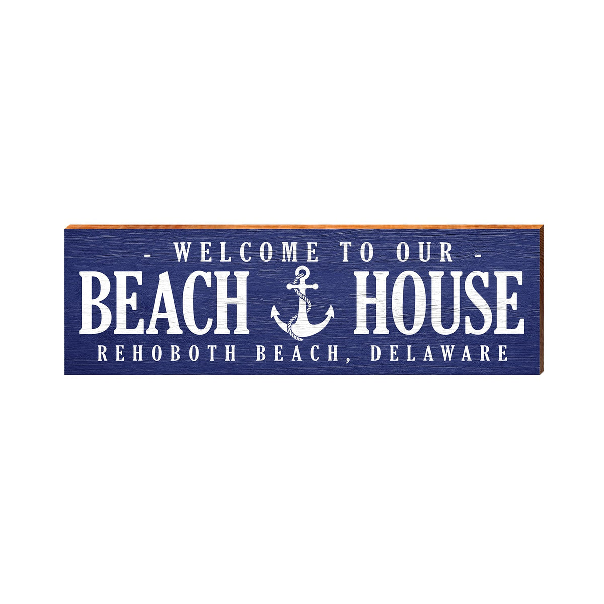 Rehoboth Beach, Delaware Beach House Anchor Navy Wooden Sign | Wall Art Print on Real Wood