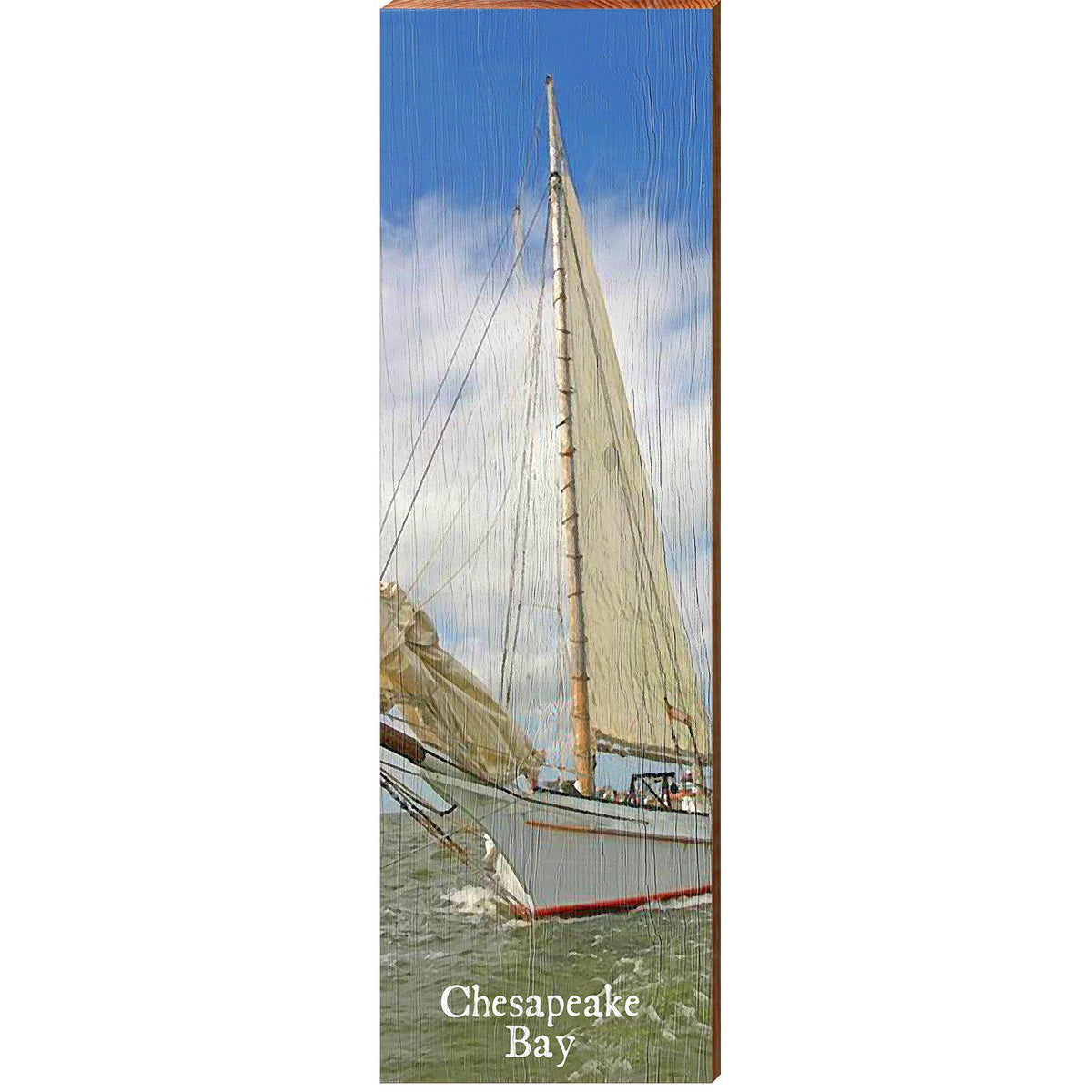 Chesapeake Bay Vintage Sailboat | Wall Art Print on Real Wood