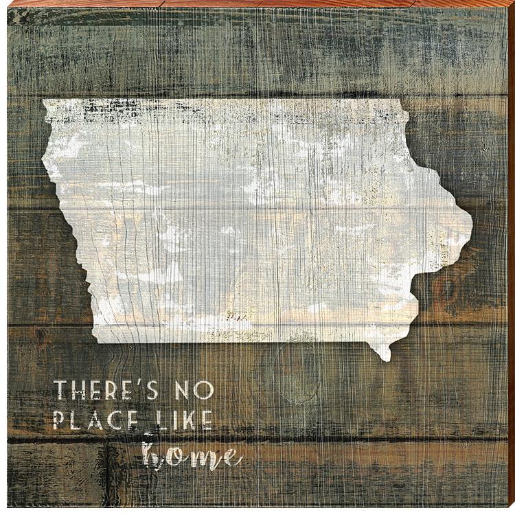 Iowa | There's No Place Like Home | Wall Art Print on Real Wood