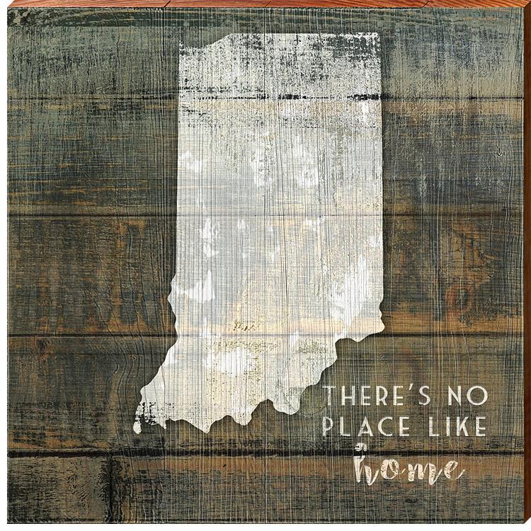 Indiana | There's No Place Like Home | Wall Art Print on Real Wood